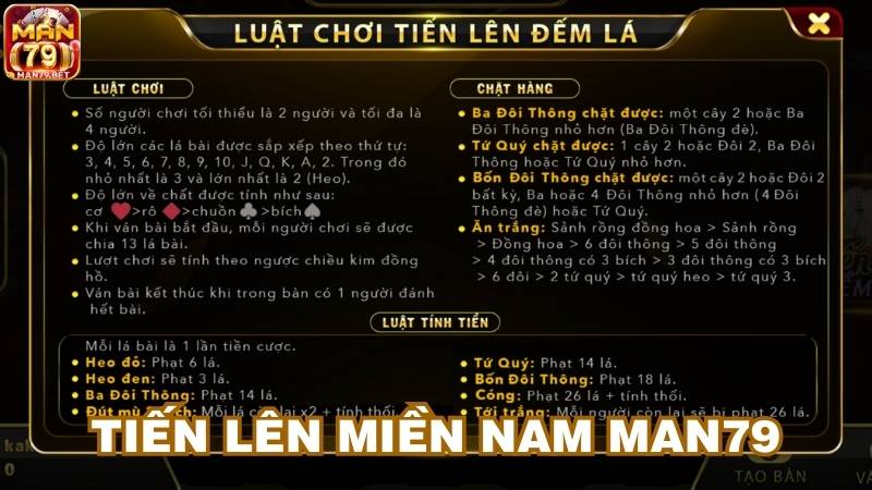 Cách chơi tiến lên miền nam Man79 cơ bản